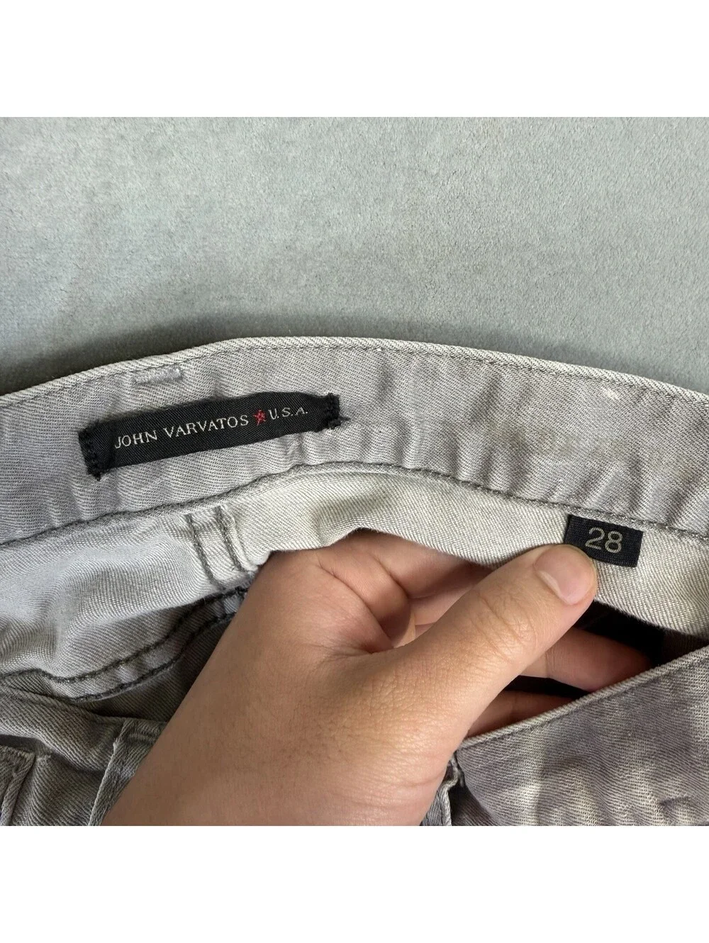 John Varvatos Bowery Jeans Mens 28 Gray Light Wash Slim Straight Denim Star USA